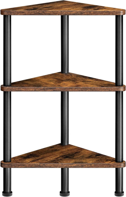 Industrial 3-Tier Corner Bookshelf – Rustic Display & Storage Rack