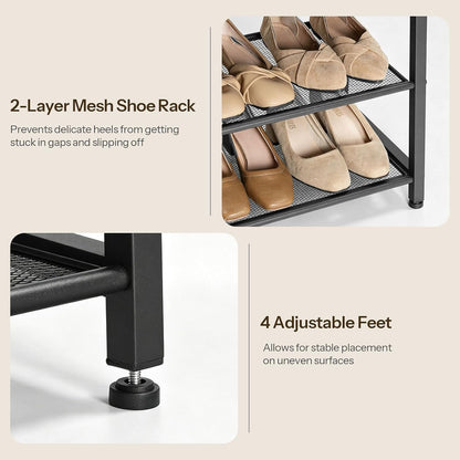 2-Tier Entryway Shoe Bench – Rustic Shoe Rack & Seating