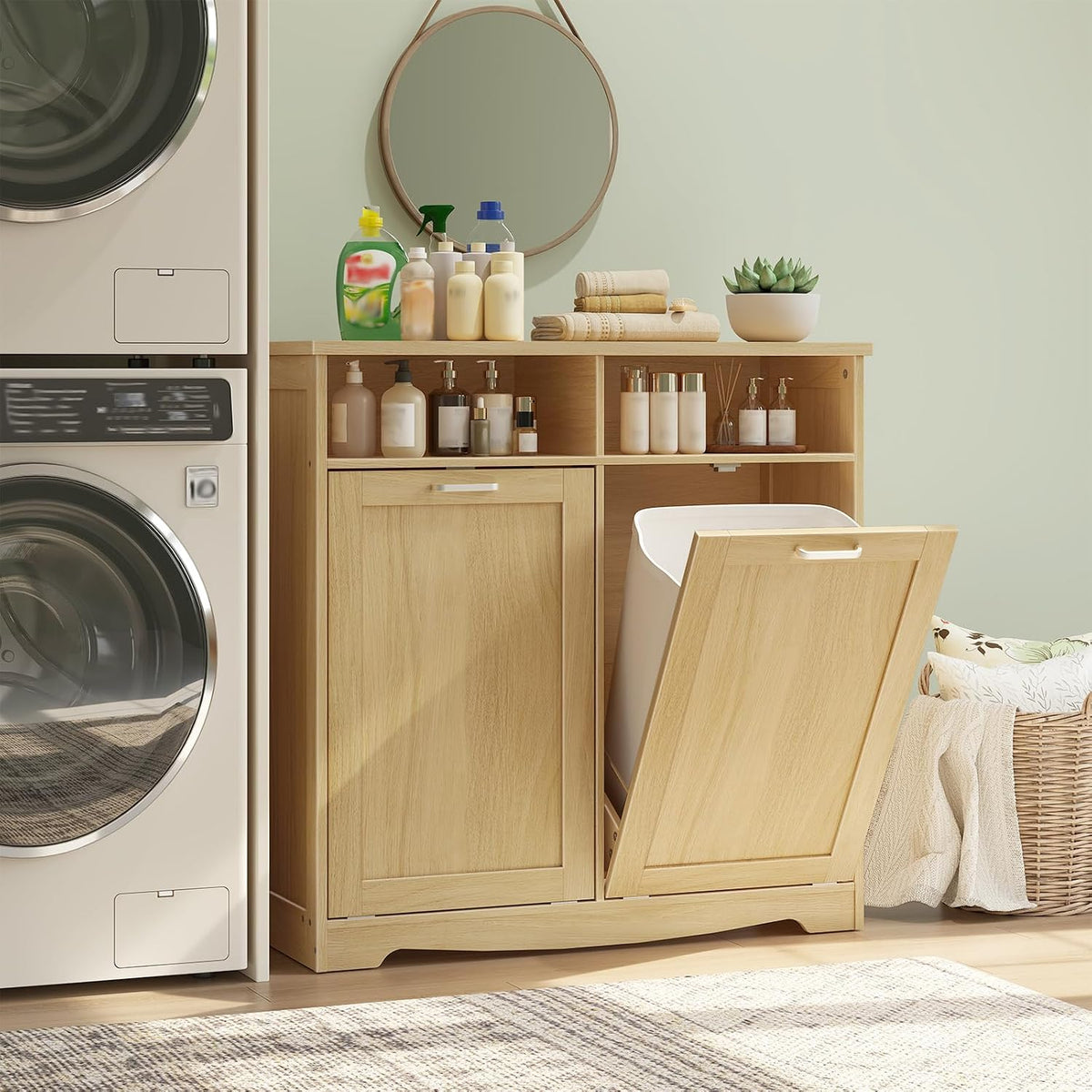 Hidden Tilt-Out Trash Can Cabinet – Farmhouse Kitchen Storage Organizer