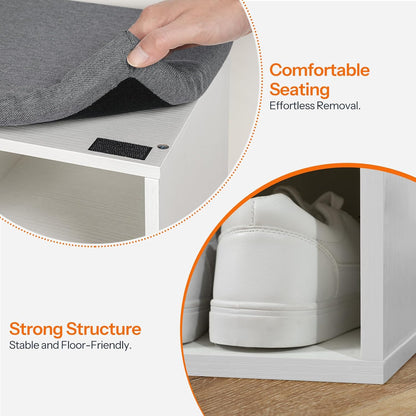 12-Cubby Entryway Shoe Storage Bench – Cushioned Seat & Coat Rack