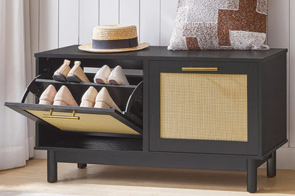 Rattan Style Shoe Storage Bench – Entryway Storage & Seating