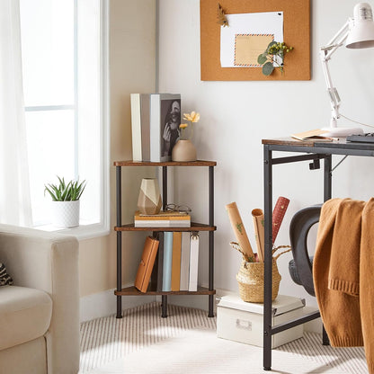 Industrial 3-Tier Corner Bookshelf – Rustic Display & Storage Rack