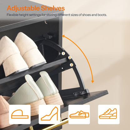 Rattan Style Shoe Storage Bench – Entryway Storage & Seating