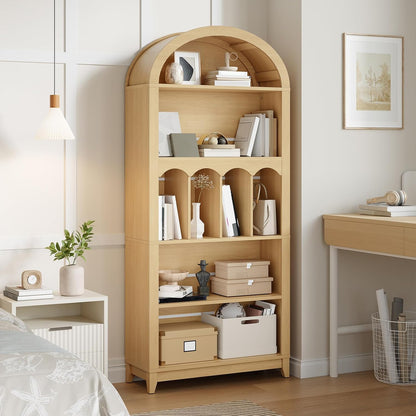 Tall Farmhouse 5-Tier Bookshelf – Rustic Open Display Storage