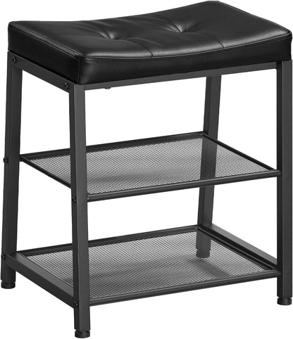 2-Tier Entryway Shoe Bench – Rustic Shoe Rack & Seating