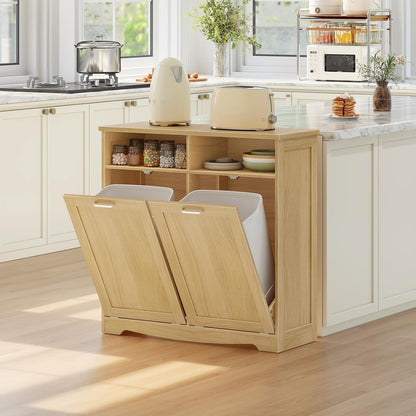 Hidden Tilt-Out Trash Can Cabinet – Farmhouse Kitchen Storage Organizer