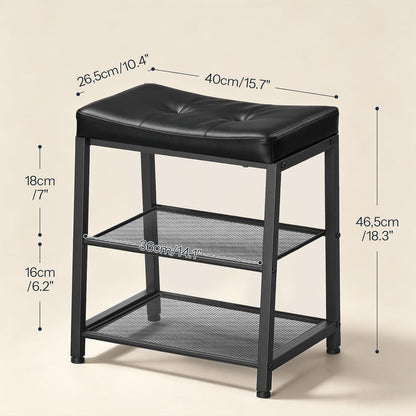 2-Tier Entryway Shoe Bench – Rustic Shoe Rack & Seating