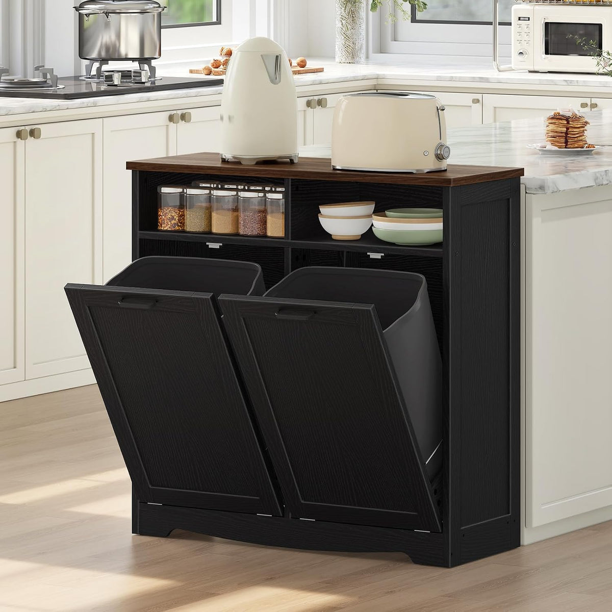 Hidden Tilt-Out Trash Can Cabinet – Farmhouse Kitchen Storage Organizer