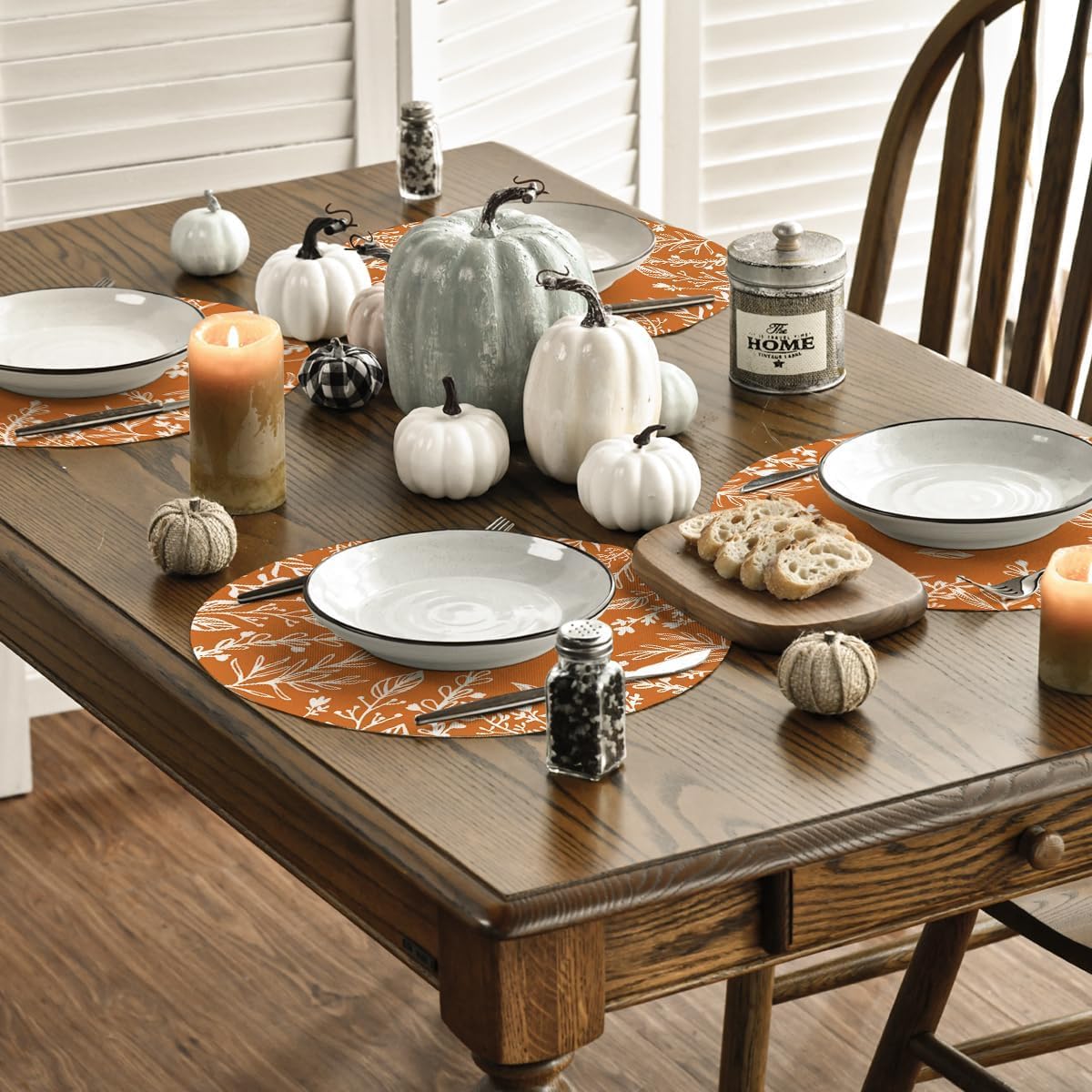 Pumpkin & Eucalyptus Fall Table Runner – Thanksgiving Table Décor