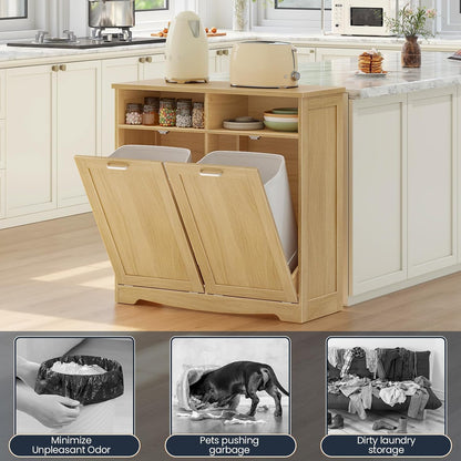 Hidden Tilt-Out Trash Can Cabinet – Farmhouse Kitchen Storage Organizer
