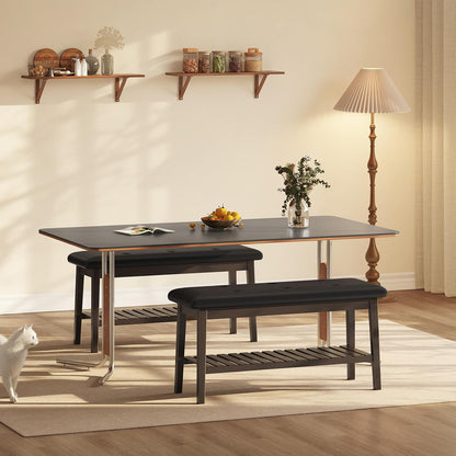 2-Tier Bamboo Entryway Bench with Upholstered Seat – Stylish Home Seating