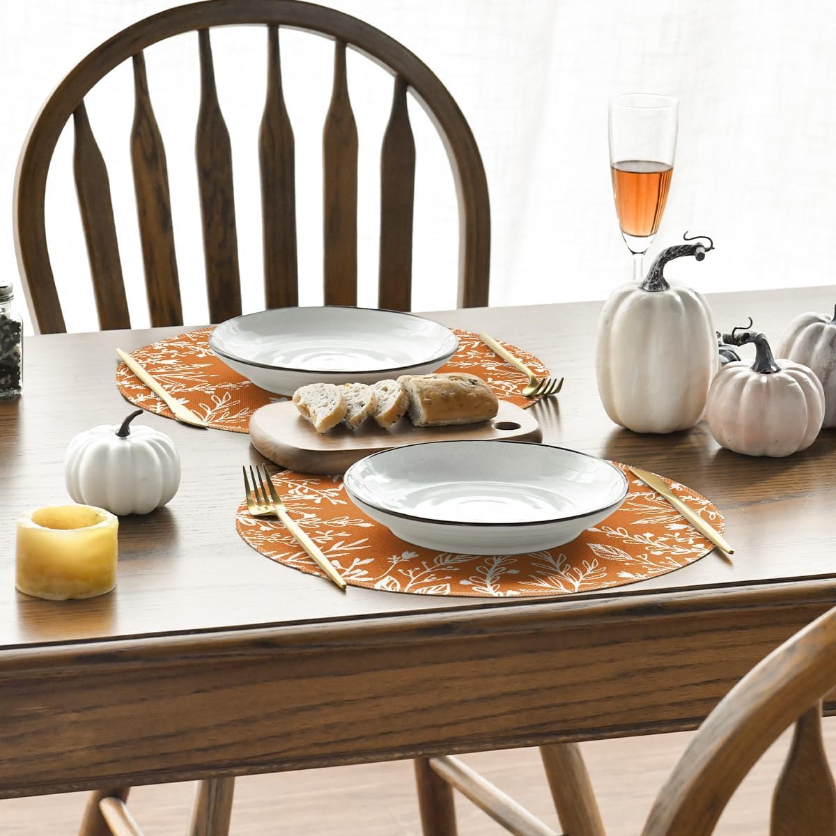 Pumpkin & Eucalyptus Fall Table Runner – Thanksgiving Table Décor