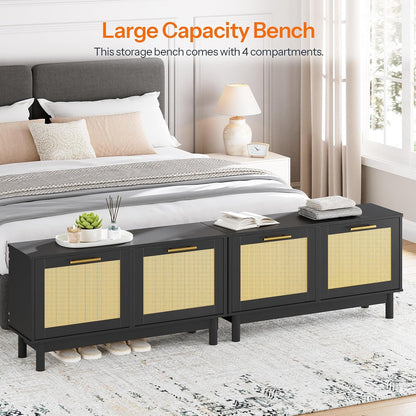 Rattan Style Shoe Storage Bench – Entryway Storage & Seating