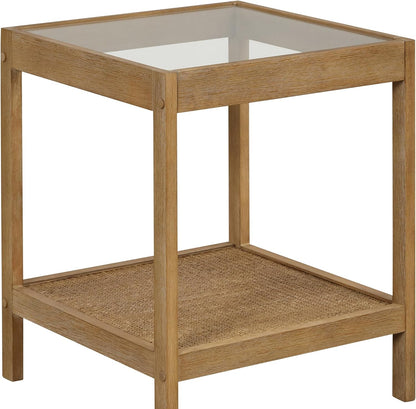 3-Piece Boho Coffee Table Set – Wood & Woven Accent Tables