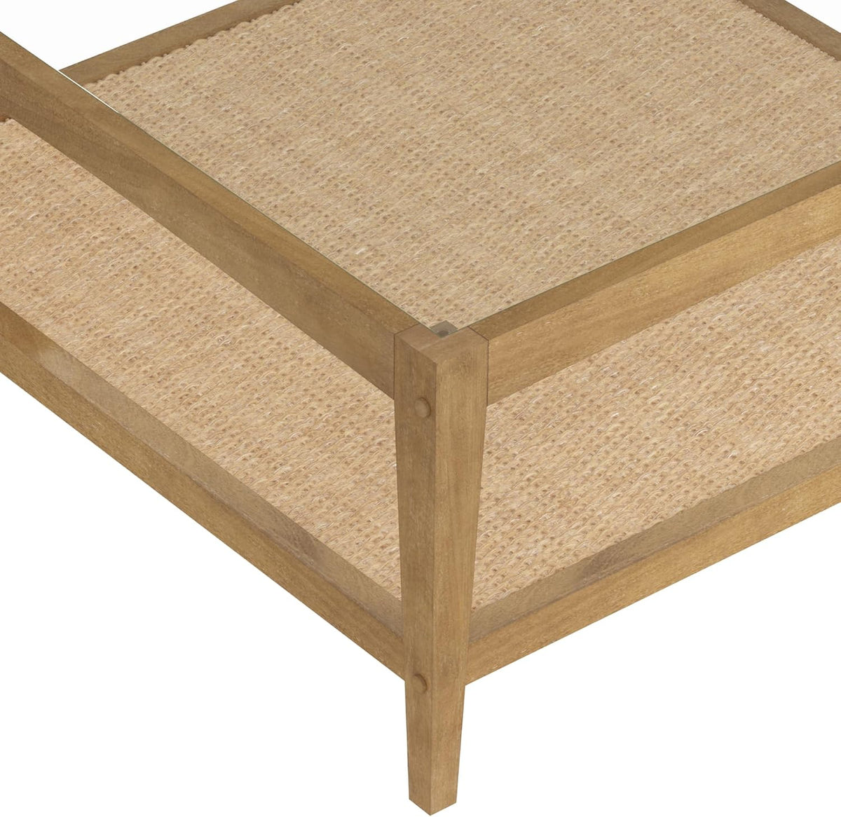 3-Piece Boho Coffee Table Set – Wood & Woven Accent Tables