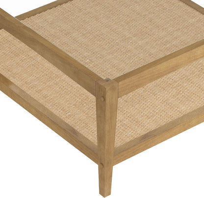 3-Piece Boho Coffee Table Set – Wood & Woven Accent Tables