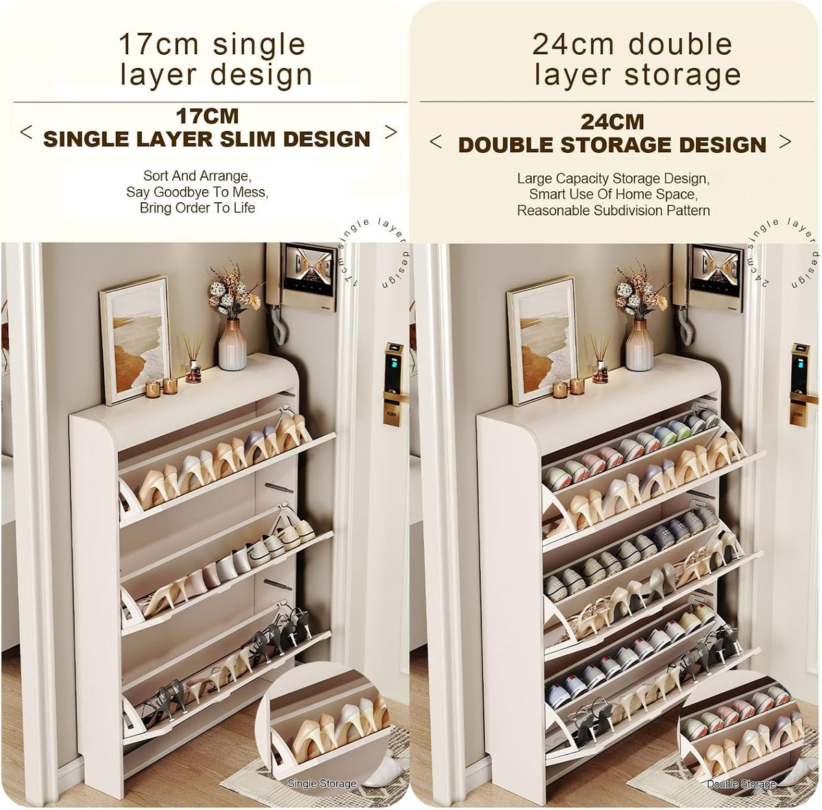 Tall Entryway Storage Cabinet – Multi-Compartment Home Organizer