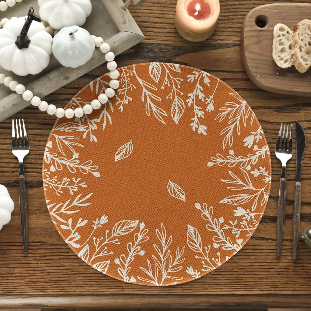 Pumpkin & Eucalyptus Fall Table Runner – Thanksgiving Table Décor